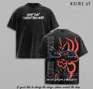 Garou God Awakened Tee – One Punch Man SS3 Oversized Washed Heavy Cotton T-Shirt, Red Demon Form Graphic Streetwear, Vintage Anime Manga Top, Hero Hunter Movie Dark Aura Edition, Unisex Retro Style