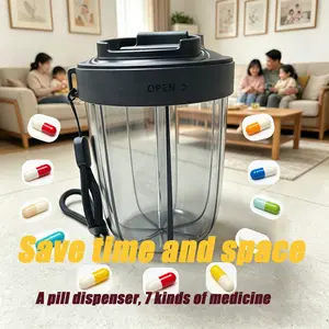 Large Medicine Box with 7 Compartments, Sealed Pill Organizer, Portable Vitamin Storage Container, Ideal for Travel Use, Supplement Organizer