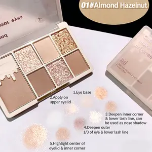 Soft Glow Eyeshadow Palette, 7 Natural Nude Shades, Silky Matte Shimmer Glitter, Highly Pigmented & Blendable for Everyday Eye Looks