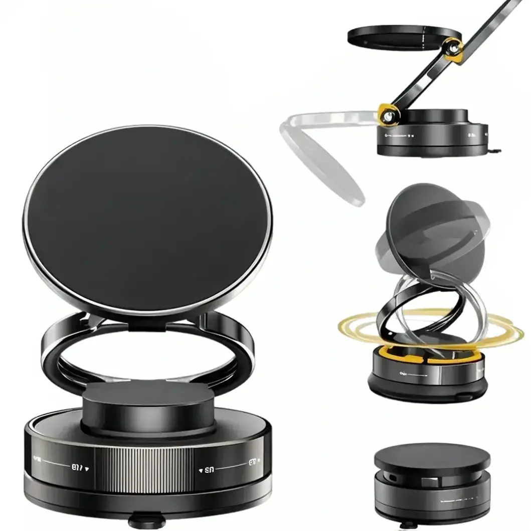 Adjustable 360° Vacuum Magnetic Phone Holder, Suction Cup Phone Mount for Magsafe, Portable Cell Phone Holder for Car, Makeup/Gym/Mirror, Fit for All