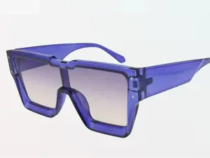 Futuristic Oversized Shield Sunglasses Blue Frame Unisex Unique Design Features High-Quality Polycarbonate Plastic Gradient Lenses UV400 Protection Reinforced Metal Hinges