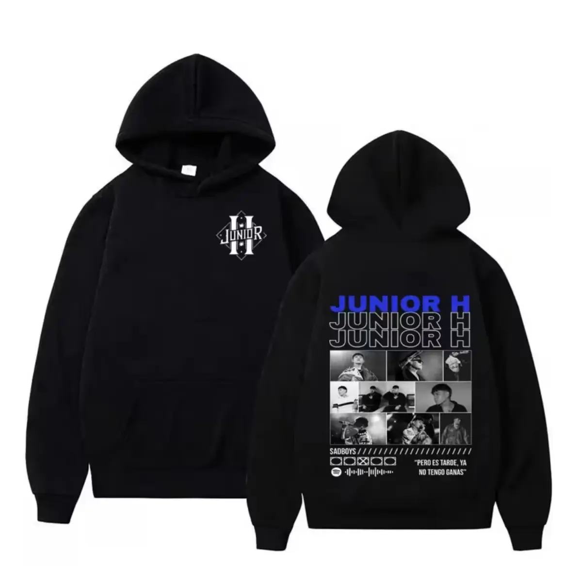 Rapper Junior H  Pero Es Tarde Ya No Tengo Ganas  Hoodie, Men's Spring Autumn Pullover, Double-Sided Print, Oversized Hoodie