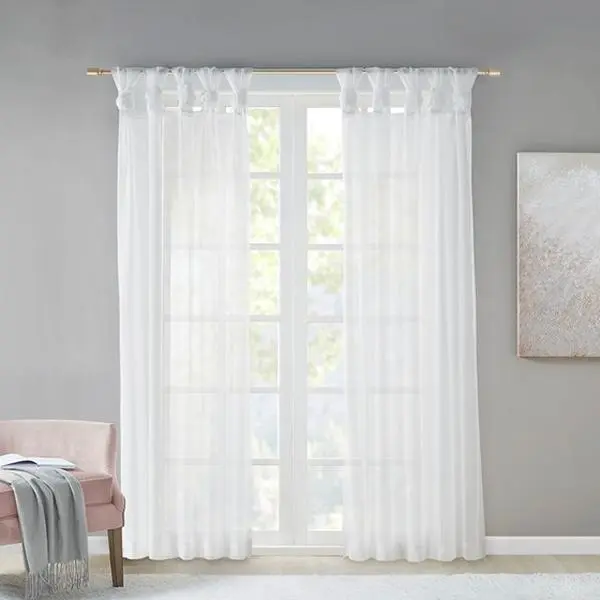 Twist Tab Voile Sheer Window Pair, Home Decorative Curtain, Lightweight Curtains, Window Drapes for Household Textiles