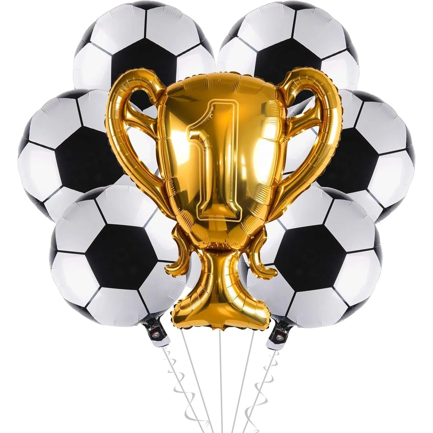 Black White Soccer With Trophy