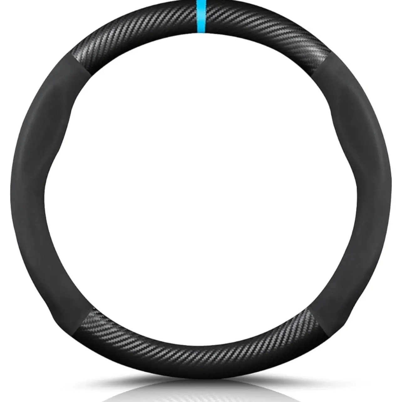 Carbon Fiber & Suede Leather Steering Wheel Cover