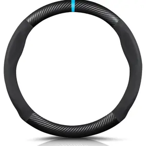 Carbon Fiber & Suede Leather Steering Wheel Cover