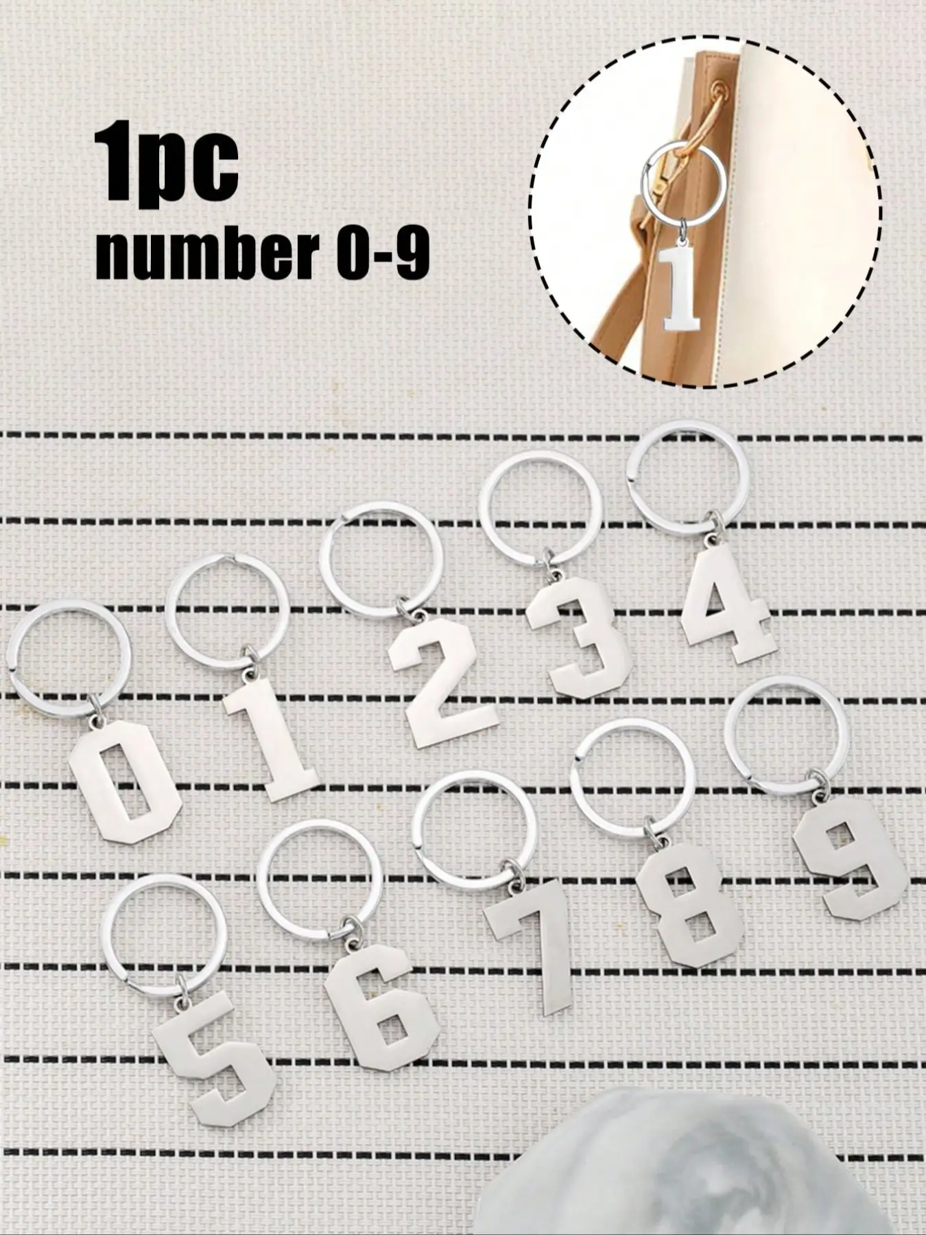 Arabic Number Keychain, Women's Key Chain, Couple Gift, Fashion Car Key Ring, Anti-Rust, Personalized Bag Wallet Earphone Case Charm