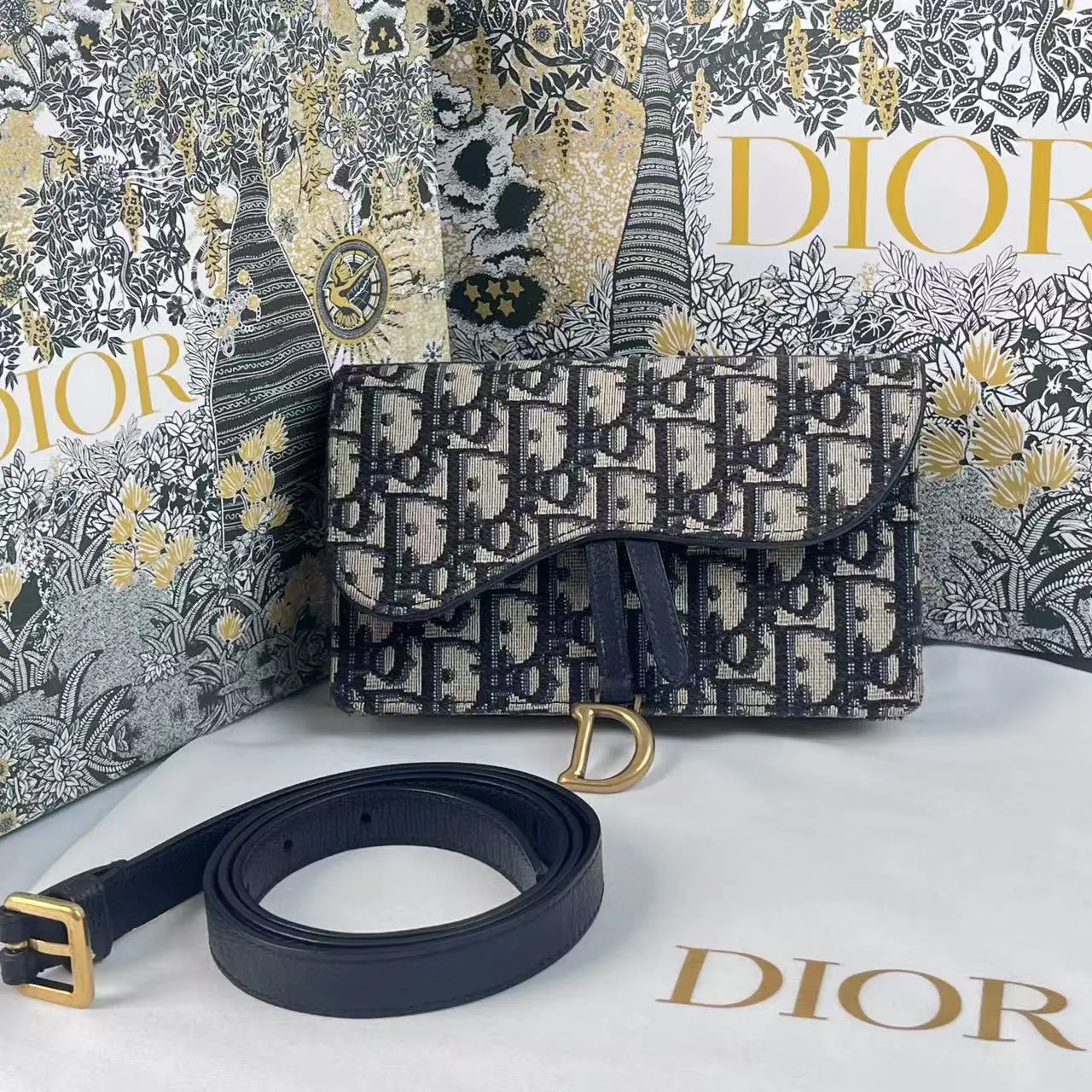 Pre-owned Dior Christian Saddle Shoulder Bag Oblique Jacquard Crossbody Handbags, Fashionable Purse, High Quality Purses Crossbody Bag