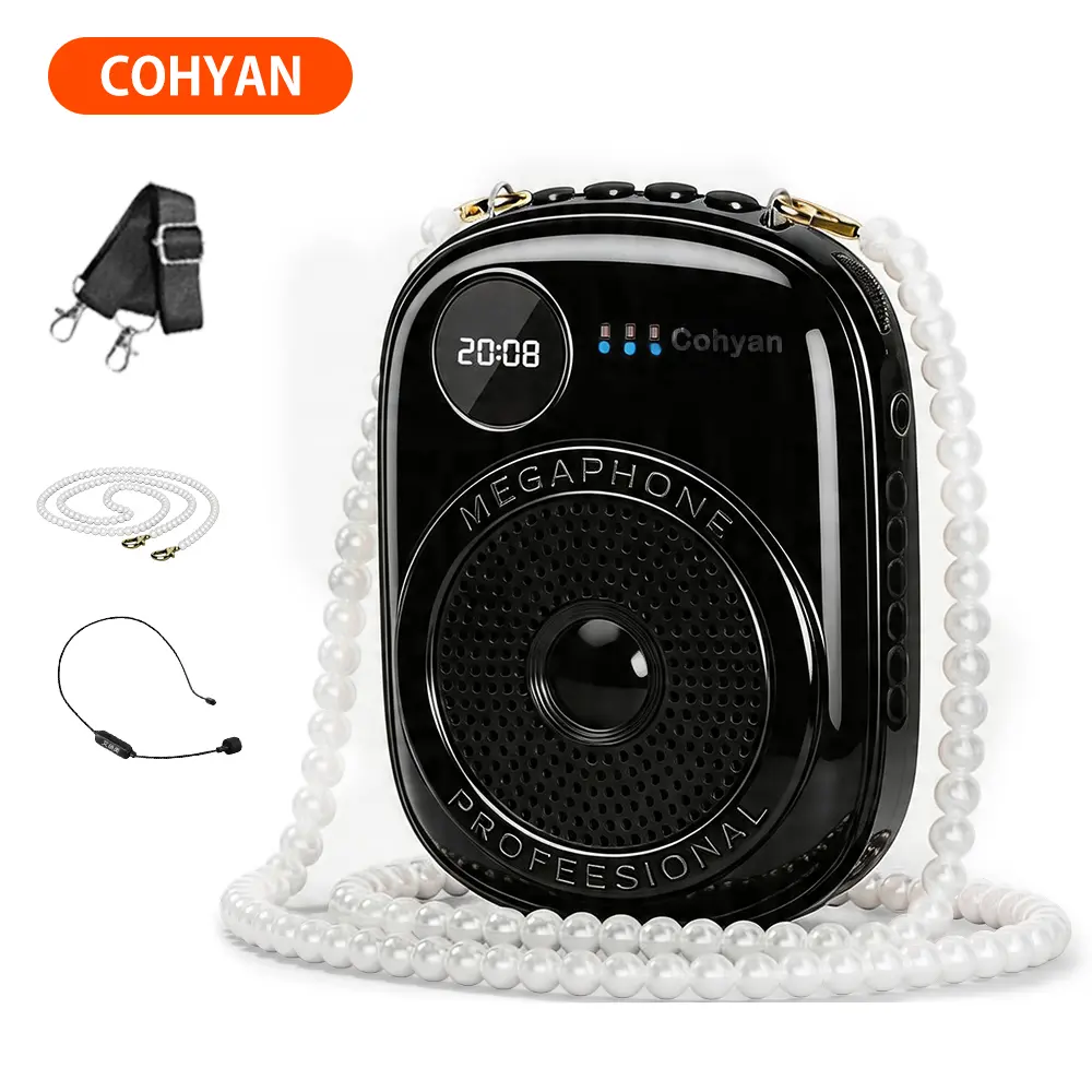 COHYAN K18 Portable Voice Amplifier with Headset & Wireless Microphone 10W Output 1800mAh Battery Bluetooth 5.0 TF Card Slot Smart Battery Display for Teachers Tour Guides Yoga Speech Training Gifts-Black -and Pink,summerwins