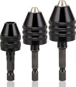 Keyless Drill Chuck Adapter - 3 count Drill Chucks for Impact Driver, 1/4' Hex Shank Chuck Conversion Adapters