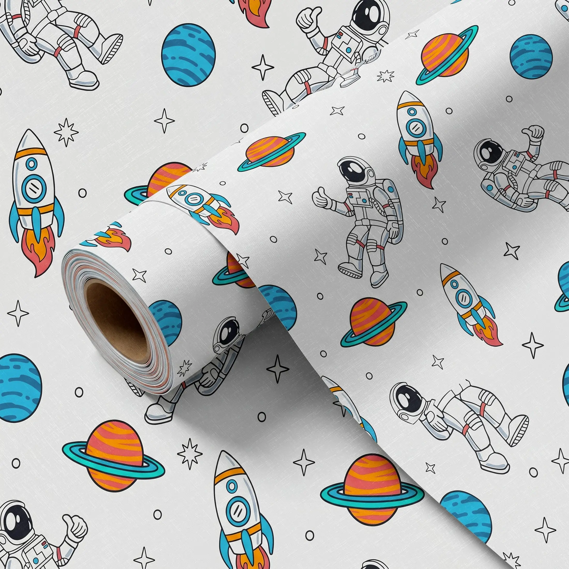 Kids Room Space Decor Hack! 1 Roll Astronaut Peel and Stick Wallpaper 44.5cm Wide Waterproof Oil-Proof Easy Clean Cuttable Removable Wall Sticker for Wall & Furniture Renovation #KidsRoomDecor #SpaceTheme #DIYHomeDecor #PeelAndStickWallpaper