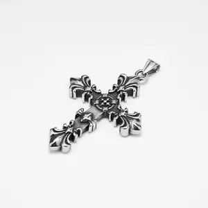 Men's Silver Cross Pendant Necklace by HANGOVEER NYC