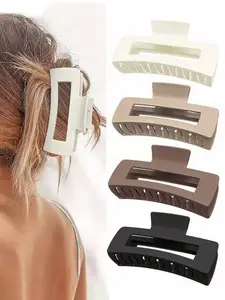 Frosted Shark Hair Claw Clips, Candy Color No-Slip Design, Large Square Cross Shape Jaw Clamp for Women & Girls, All-Season Use, Ponytail Claw Clip, Styling