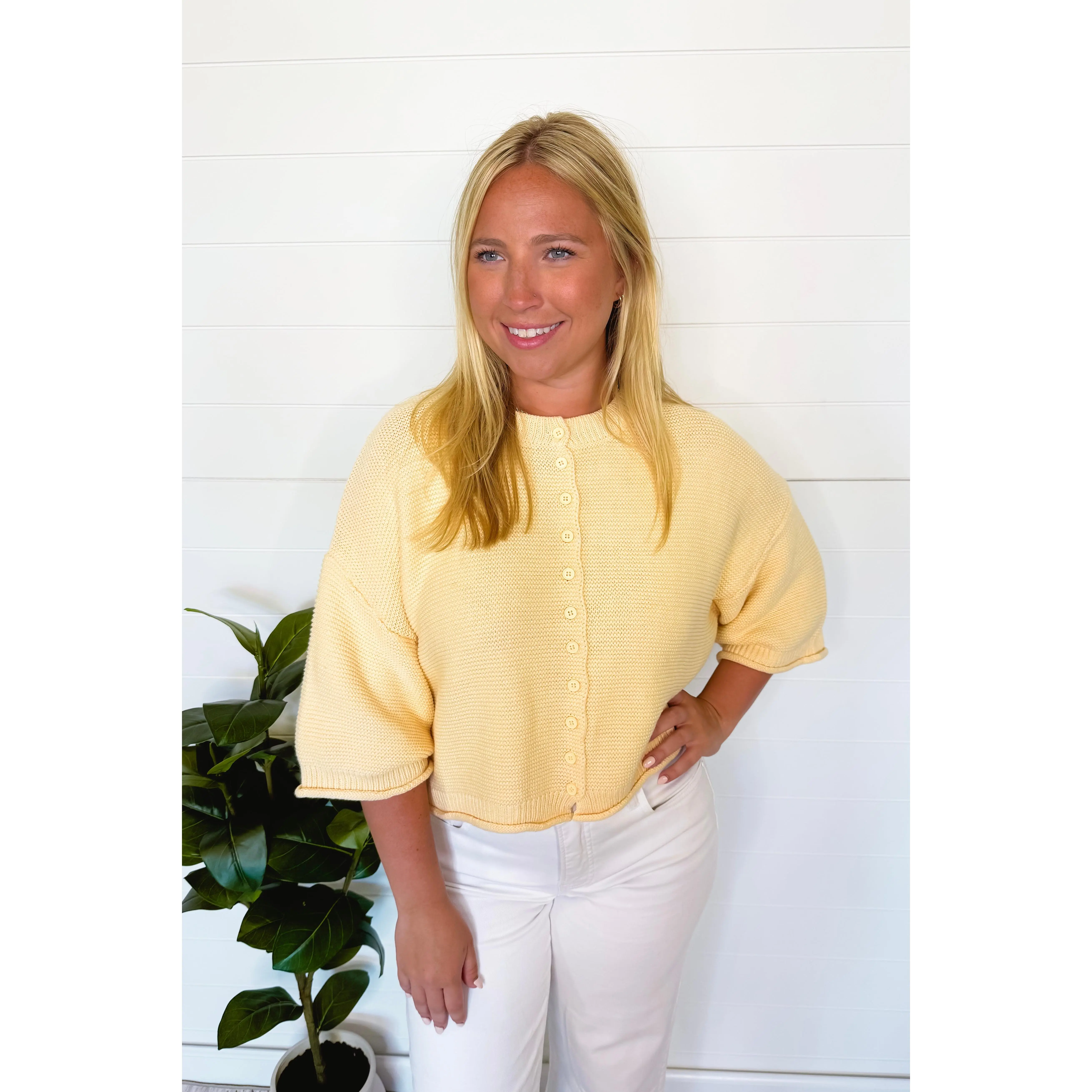 Landon Oversized Sweater Cardigan - Butter Yellow