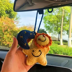 1pc Sun Moon Star Car Decor, Handmade Crochet Hanging Decorations, Unique Gift for Best Friends Birthday, Car Trinkets