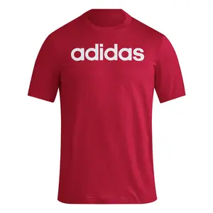 adidas Mens Essentials Single Jersey Linear Crew Neck Short Sleeve Casual Tops Casual - Red