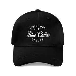 Livin' Off That Blue Collar Dollar Heat Transfer Printed Baseball Cap Adjustable Premium Trucker Hat