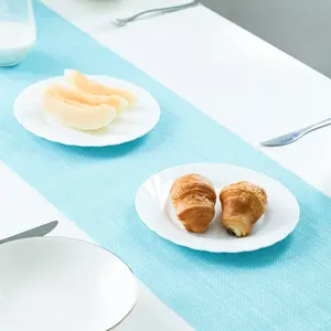 Heat Insulating Table Runner European Style Hotel Restaurant Dining Mat Non Slip PVC PET Solid Color Single Frame Design