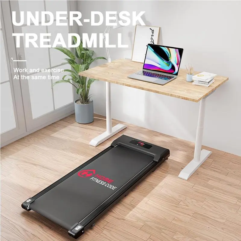 Under Desk Walking Mat, 6.2MPH Portable Flatbed Treadmill for Office and Home, 2.5HP Ultra-Quiet Standing Desktop Treadmill with Remote Control, 300 lb. Load Capacity