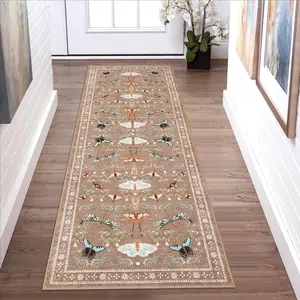 GARVEE Insect Washable Soft Area Rugs for Living Room Bedroom Ultra-Thin Non Slip Dining Room Stain Resistant Rug Large Carpet for Office Nursery Bedroom 2'x6' Camel