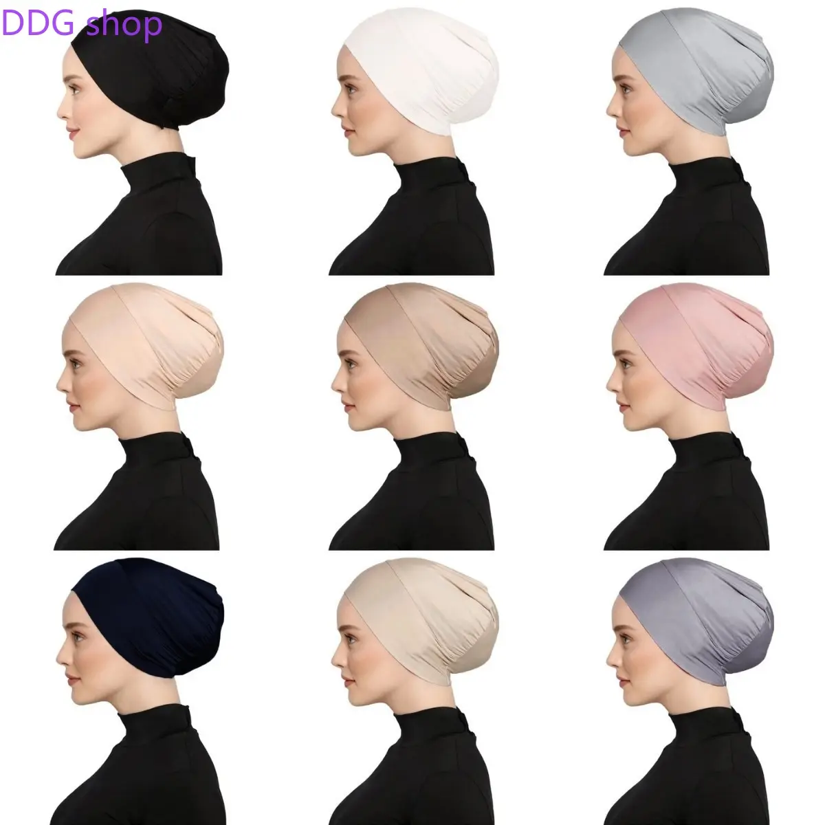 2026 Soft Stretchy Hijab Undercap, Solid Color Chemo Head Wrap Turban, Breathable Hair Cover Cap for Women, Comfortable Headwear for Daily, Sports & Medical Use
