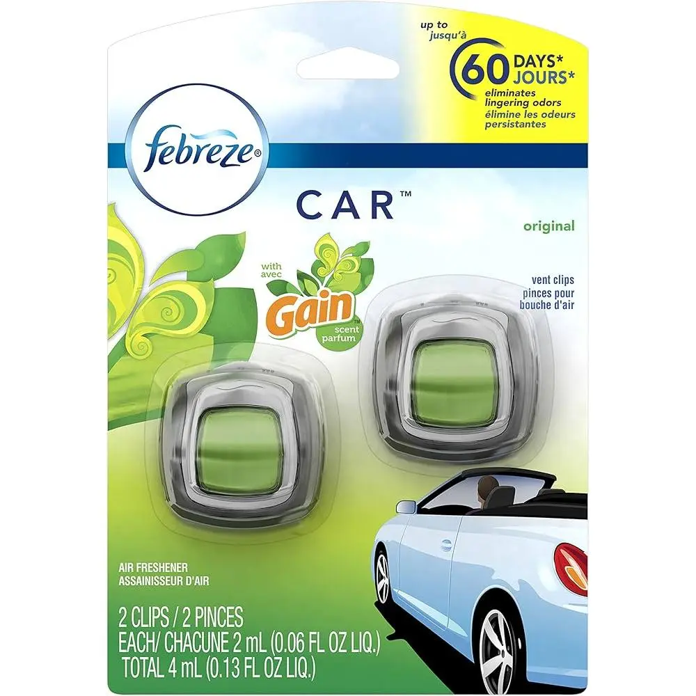 Febreze Car Air Freshener Vent Clip - Gain Original Scent - 0.13 fl oz/2pk