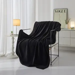 Cozy Black Textured Fleece Blanket, 50 x 60 Inches for All Ages