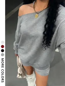 Women's Loose-Fitting Asymmetrical Hoodie, Sweatshirt, Casual College Streetwear Style, Long Sleeve Fitted Top, Fall Winter Women's Clothing