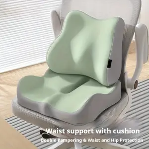 2-piece/1piece Lumbar Support Cushion, integrated waist support cushion (including hip support and chair cover components), ergonomic seat cushion, Padded Seat Cushion, suitable for prolonged sitting during office work, provides support