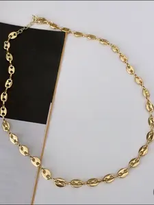 1pc Coffee Bean Shaped Pendant Necklace With Stainless Gold Plating Punk Style Pendant Necklace Stainless Steel Necklace Chic gorgeous jewelry