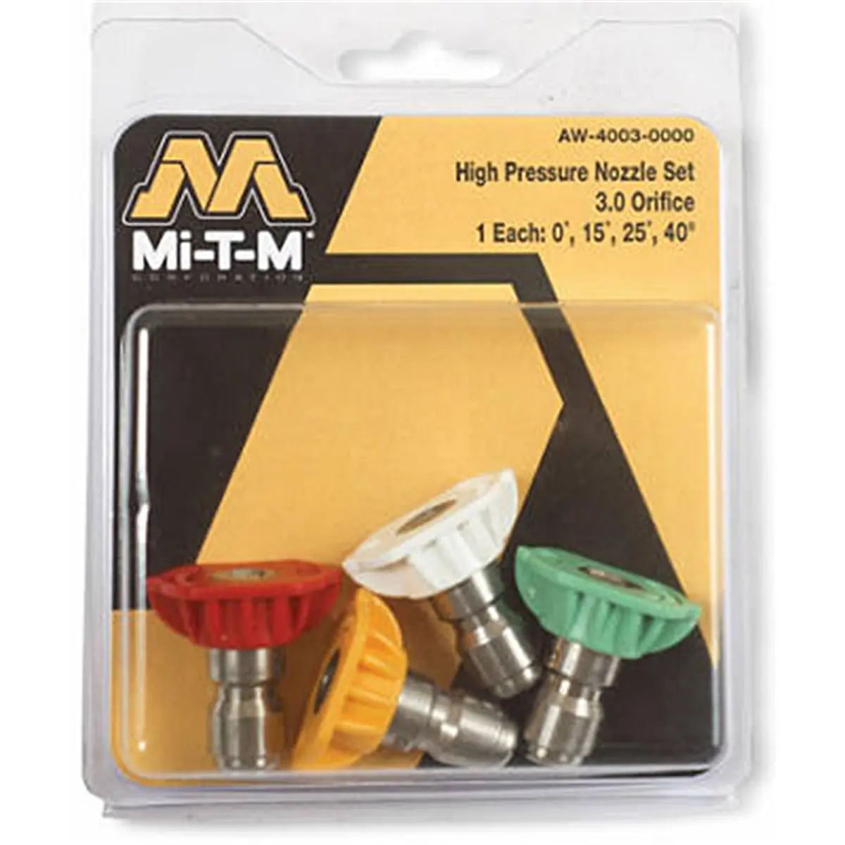 212 MAIN Mi-T-M AW-4035-0000 Multiple-Angle High-Pressure Spray Nozzle (3.5 Orifice, 5 x 4 x 1.5 in) 4-Pack for Sprayers, 40° Attachments, Multi-Purpose & Water Spray Nozzle Pressure Washers