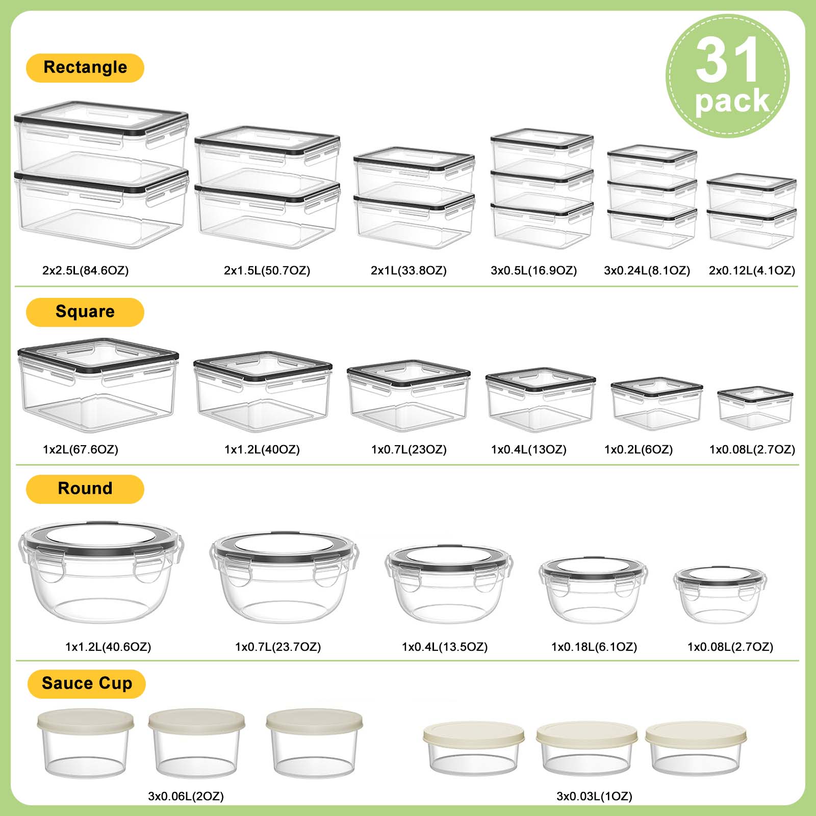 31 Pack Airtight Silicone Food Storage Set Containers with Lids, 85oz BPA-Free Plastic Meal Prep Containers Leakproof, Stackable Kitchen Storage Organizer for Pantry & Fridge, Microwave Dishwasher Safe, Reusable Leftover Containers Utensils 31 Pack Airtight Silicone Food Storage Set Containers with Lids, 85oz BPA-Free Plastic Meal Prep Containers Leakproof, Stackable Kitchen Storage Organizer for Pantry & Fridge, Microwave Dishwasher Safe, Reusable Leftover Containers Utensils
