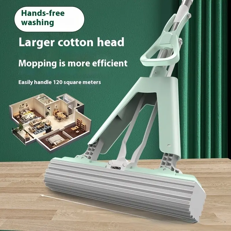 Double-Headed Cleaning Floor Mop - Powerful Pumping System, Durable Design, Water-Saving, Eco-Friendly Interior Cleaning Mop for Home, Office Use, Interior Cleaning Mops