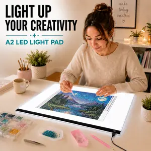 A2 LED Light Pad for Artists, 3-Level Brightness USB-Powered Art Supply with Adjustable Lighting, Diamond Art Supplies for Sketching