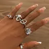 【Black Friday】Mother's Day Gift, Women's Fashion Jewelry Set, Fashionable Jewelry, Heart Key Butterfly Design Rings, Dainty Adjustable Rings, Interlocked Stackable Rings, Beautiful Rings, Perfect Gift for Women