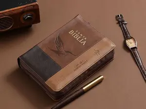 Bible with Portable Closure 12 points RV1960, imitation brown eagle leather with index. This Bible is in Spanish.