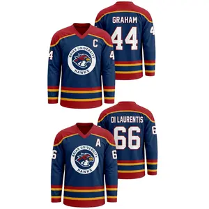 Custom Briar University Hawks Hockey Jersey Off-Campus Series, Navy Blue Red Gold Replica with Eagle Logo Stripes, Graham , Logan, Logan, Di Laurentis Fan Apparel, Perfect Gift for Hockey Lovers & Booktok Fans