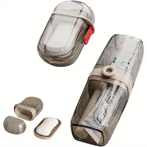 2pcs Storage Travel Mouthwash Cup Toothbrush Soap Box Cup Toothbridge Storage Set Portable Household Toothpaste Toothbrush Box Kitchenware