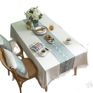 TPU Polyester Tablecloth Light Luxury Rectangle Dining Table Mat Waterproof Oil Proof Washable Heat Resistant Coffee Table Cover Nordic Tassel Design