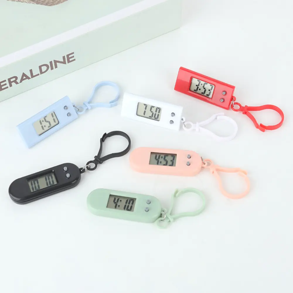 Electronic Keychain Clock Compact Mini Pocket Watch Portable Electronic Clock Digital Oval Hanging Watch For Students Daily