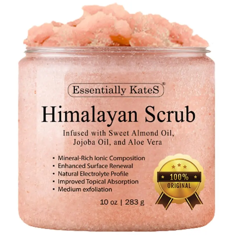 Himalayan Salt Body Scrub with Almond Oil, Exfoliating Mineral Formula, 10 oz