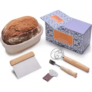 Banneton Oval 10" Sourdough Proofing Basket Set, Artisan Bread Kit, Sourdough Starter Kit, Gifts for Bakers