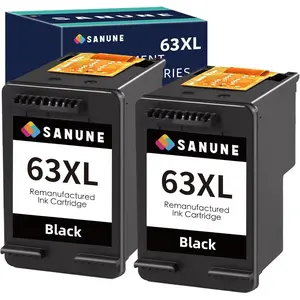 Remanufactured Ink Cartridges Replacement for HP 63 63XL Black Ink for HP Officejet 3830 4650 5255 5258 5200 4652 4655 Envy 4520 4512 DeskJet 2130 2132 Printer (Black, 2-Pack)