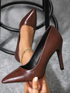 New Pointed Toe Low Heel Slip-On Casual Shoes, Stiletto, Comfortable & Stylish Footwear for Daily Wear, Perfect for Women