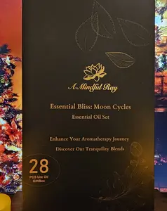 Therapeutic Essential Oils Pack, Moon Phases Gift Box, Beginner-Friendly Recipes for Moon Cycles - Aromatherapy diffuser/humidifier, DIY soaps/fragrances, Healthy Natural skin/hair care, 5mlx28