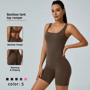 NcmRyu Women's Backless Tank Romper - Slim Sculpting Open Back Stretchy Unrestricted Mobility for Yoga Gym Casual Activewear women