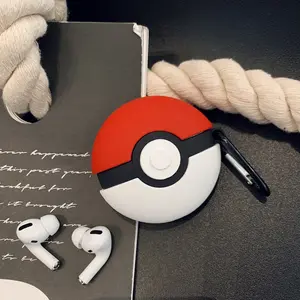 1 Poké Ball shaped headphone case, drop resistant and durable silicone headphone case, Apple wireless Bluetooth headphone case, True Wireless Earbuds, suitable for AirPods 1/2/3/4/pro/pro 2/pro 3