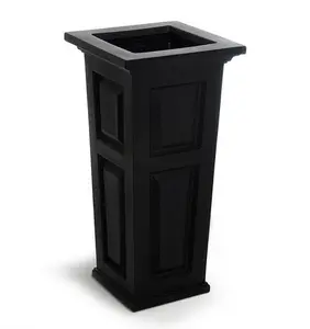 212 MAIN Nantucket Tall Planter (Model 4833B) - Black Double-Wall Molded Plastic Pot with Sub-Irrigation for Enhanced Root Growth, Outdoor Garden Supplies, Black Plastic Pot