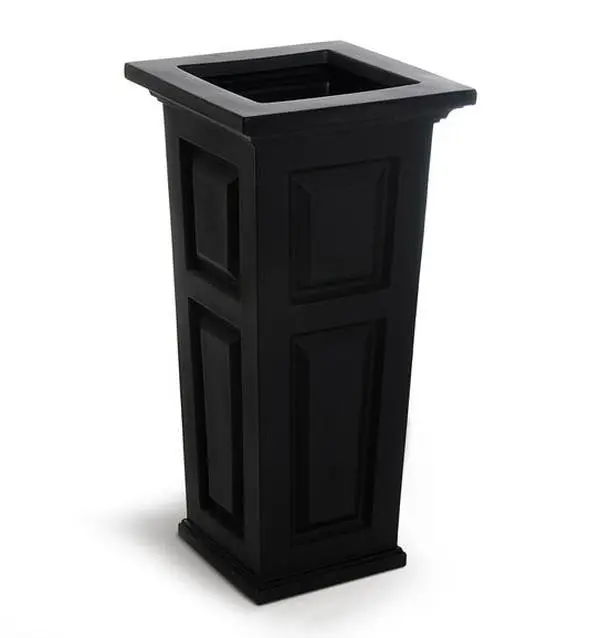 212 MAIN Nantucket Tall 10 Gal High-Grade Polyethylene Planter (Model 4833B) - Black Double-Wall Molded Plastic Pot with Sub-Irrigation System for Enhanced Root Growth, 15.5" Height Container Gardening Supplies, Black Plastic Pot, 32" Length