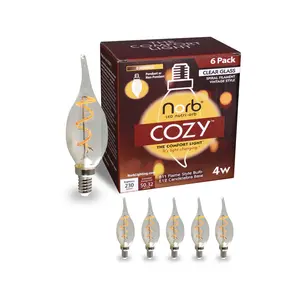 Norb Cozy LED Candelabra Flame Bulb – Warm, Relaxing Light for Wellness (6 Pack)
